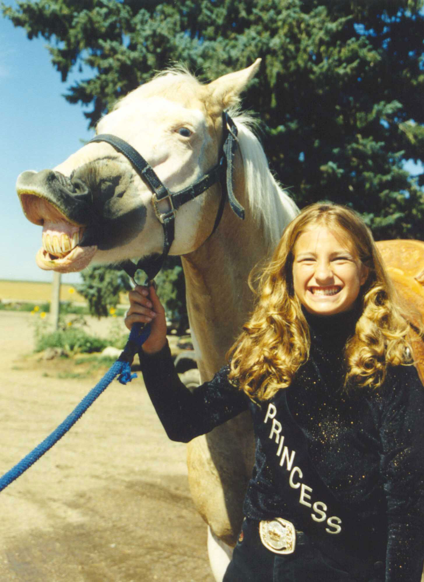 Susan Corliss with a horse.