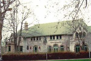 a picture of the house surrounded by leafless trees. 