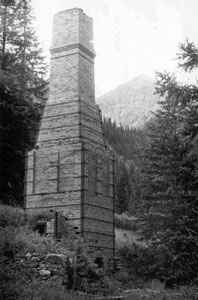 A historic photo of the kiln with peak in background
