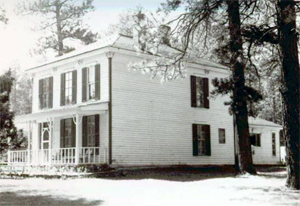 A black and white photo of the residence. 