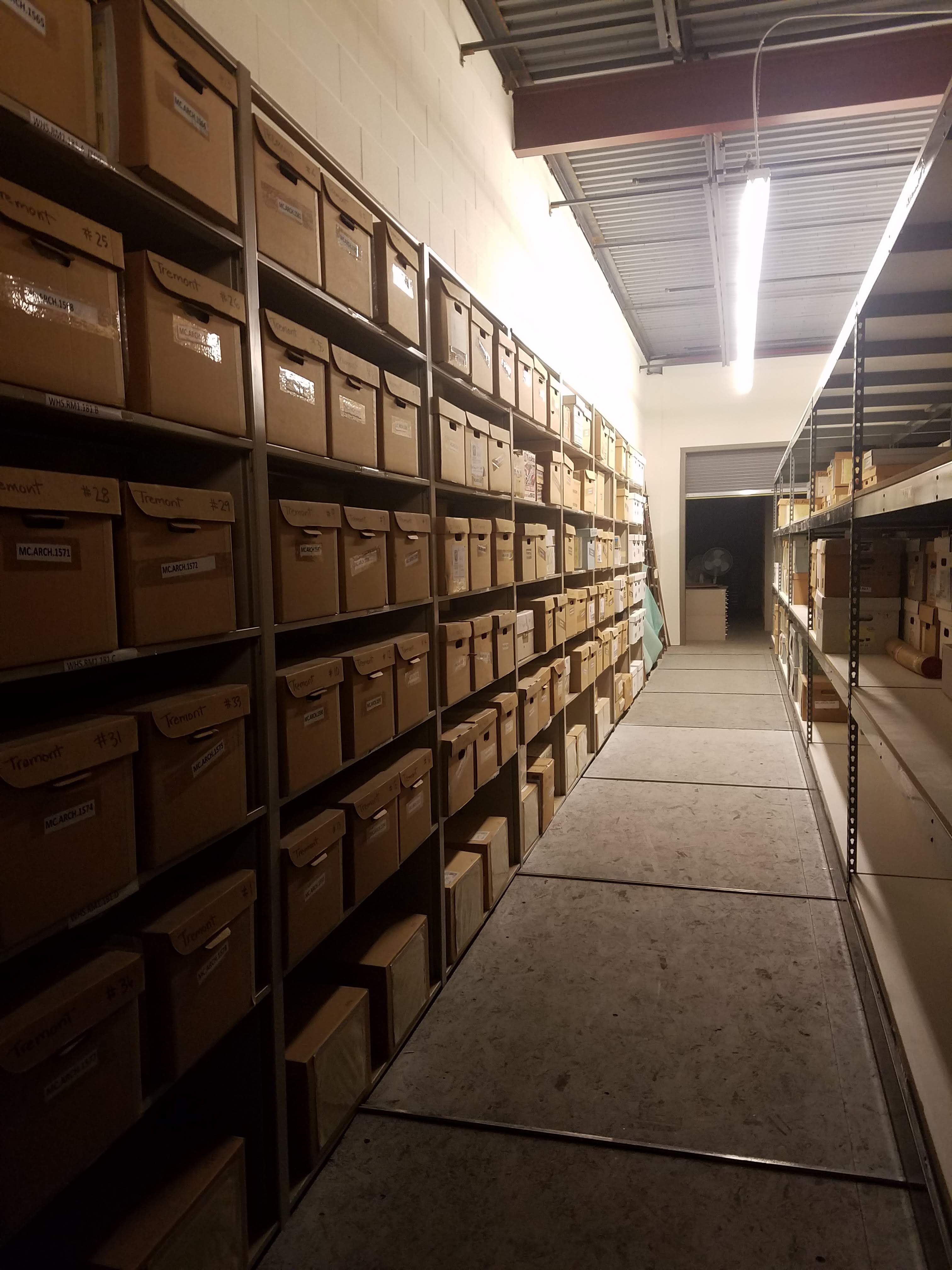 Archaeology boxes in warehouse
