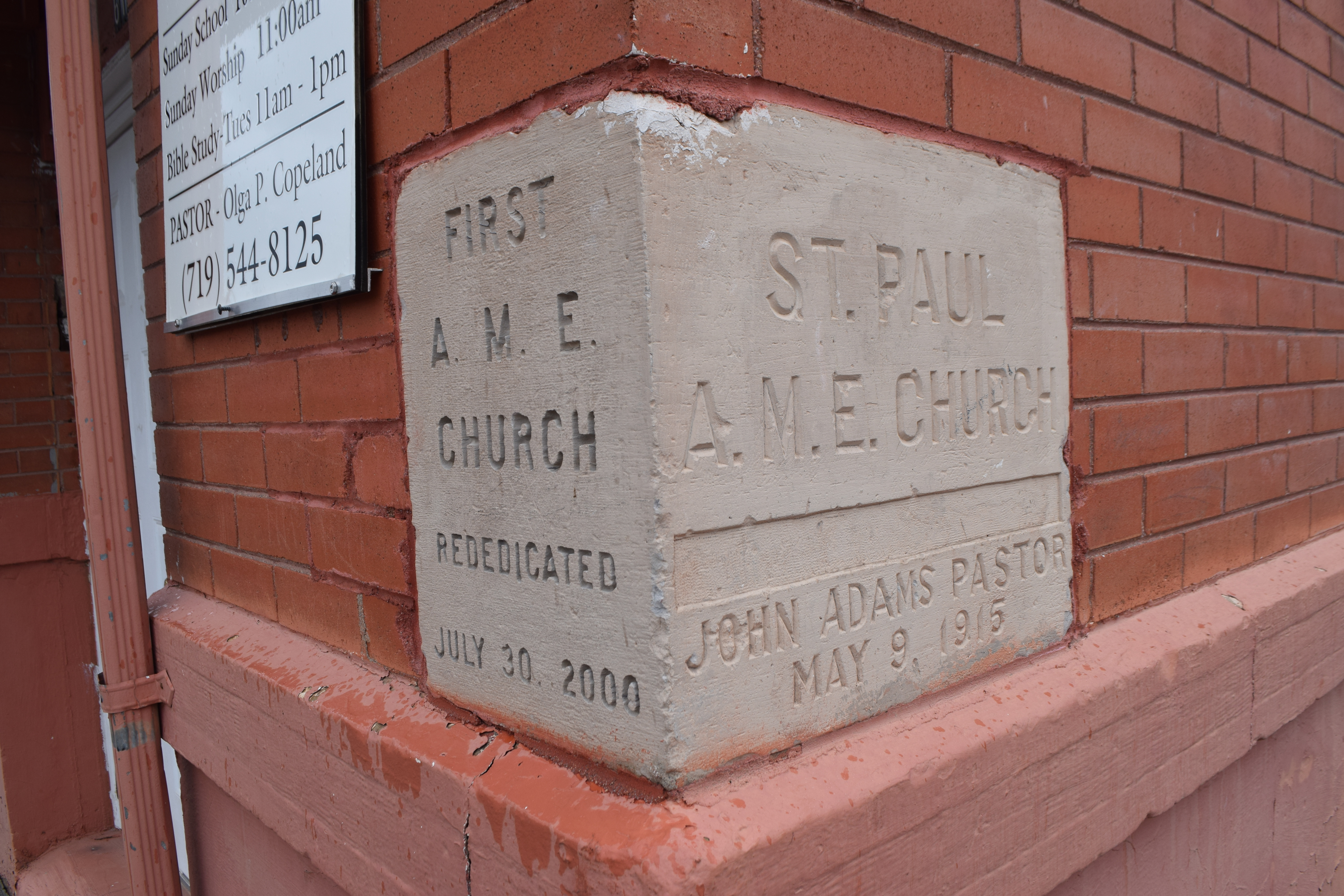 Cornerstone of the St. Paul AME Church.