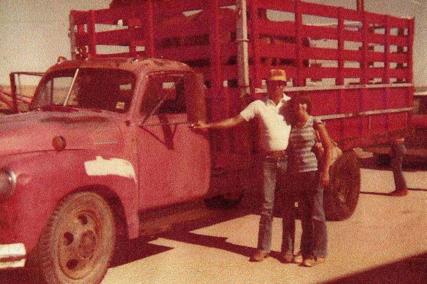 Don and Janet Bailey in front of a truck, 1978.