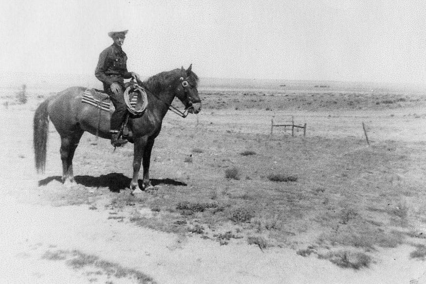 Loren Bailey on his horse, Tony, 1955.