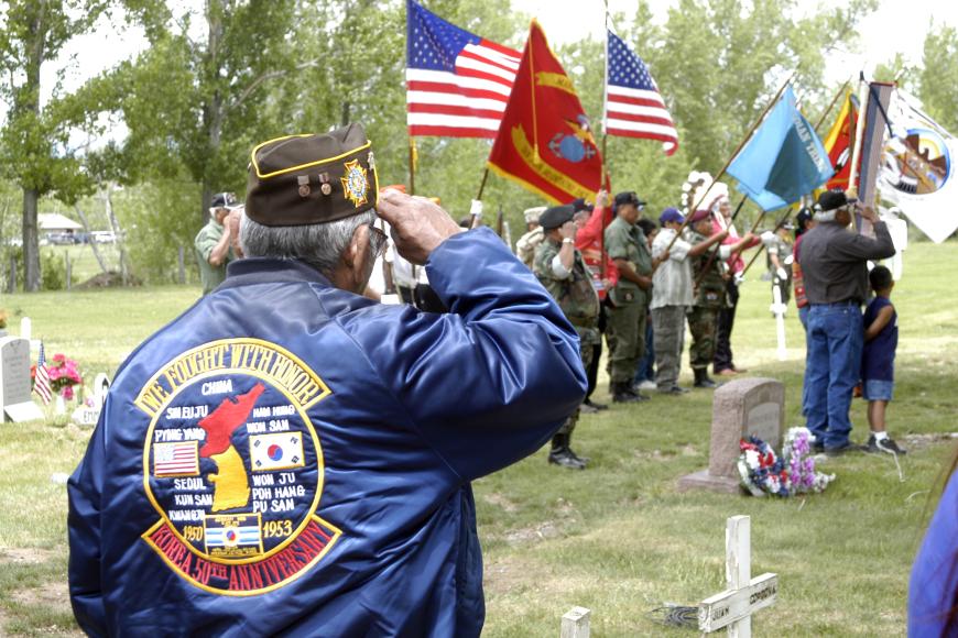 photo of Southern Ute veteran at Walk of the Warriors event