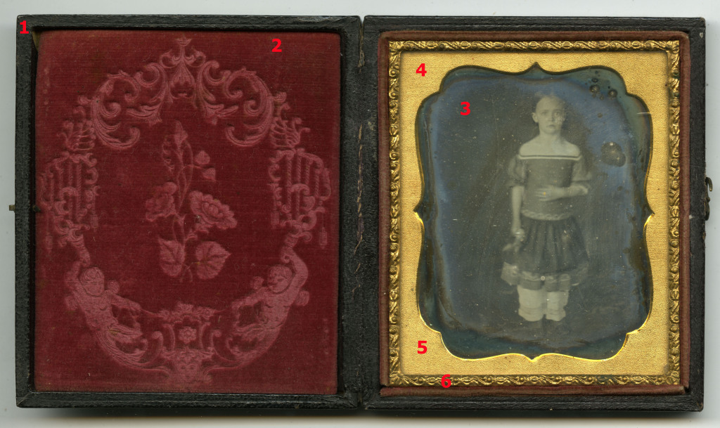 Photograph of a girl used to diagram the anatomy of a daguerreotype as outlined in the text