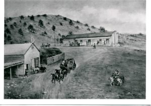 The Overland Stage Station as painted by William Henry Jackson in 1867.