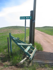 A street sign for Goa Way in Virginia Dale.