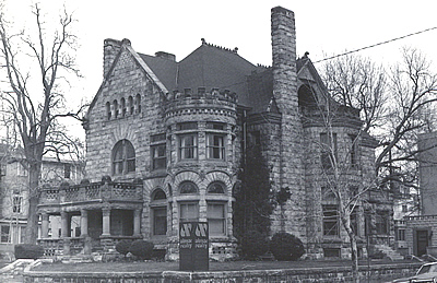 Black and white photo of a Richardsonian Romanesque style house - 5DV.1488