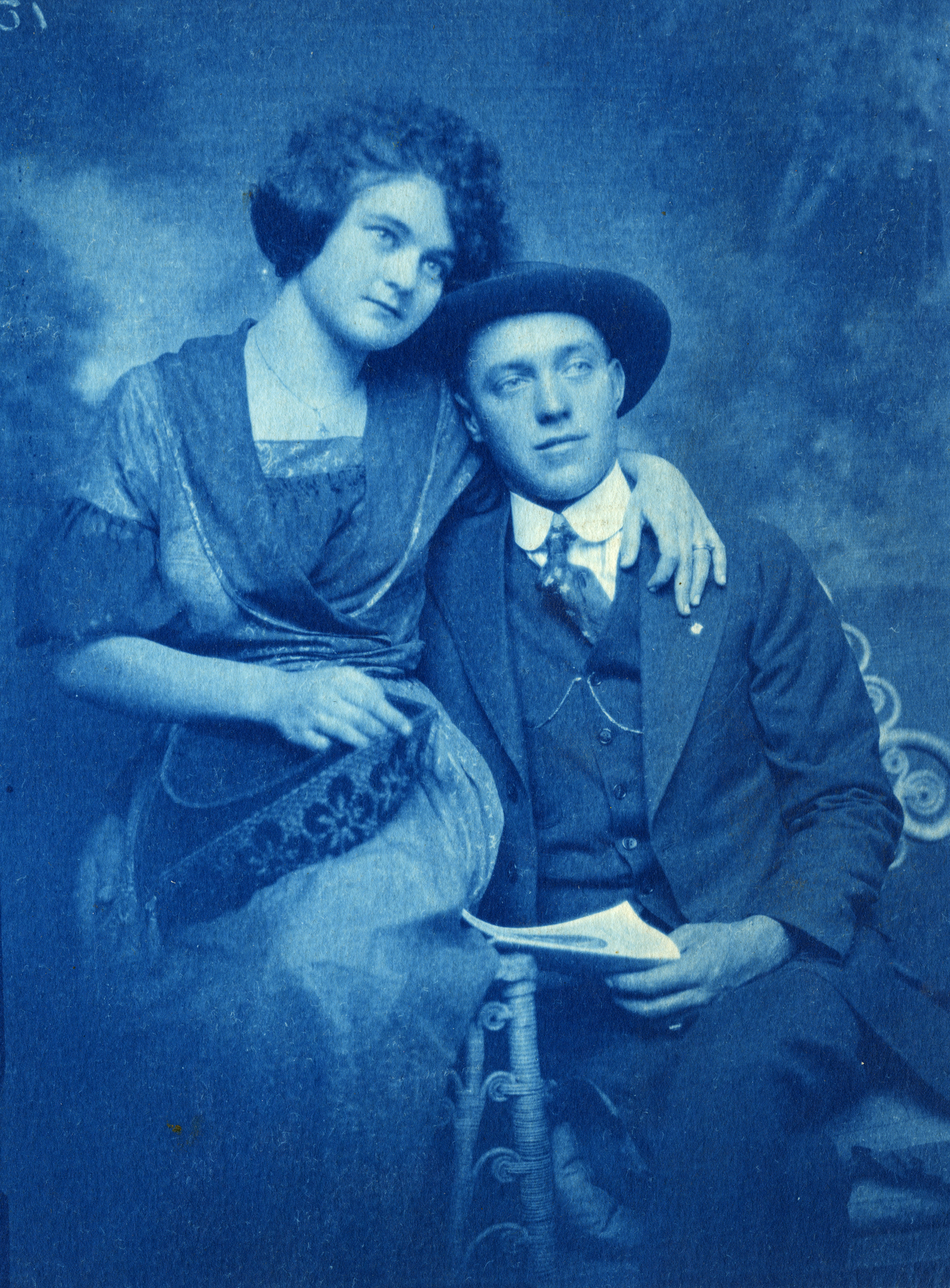 A young couple photographed at the Aultman Studio in Trinidad, Colorado about 1928