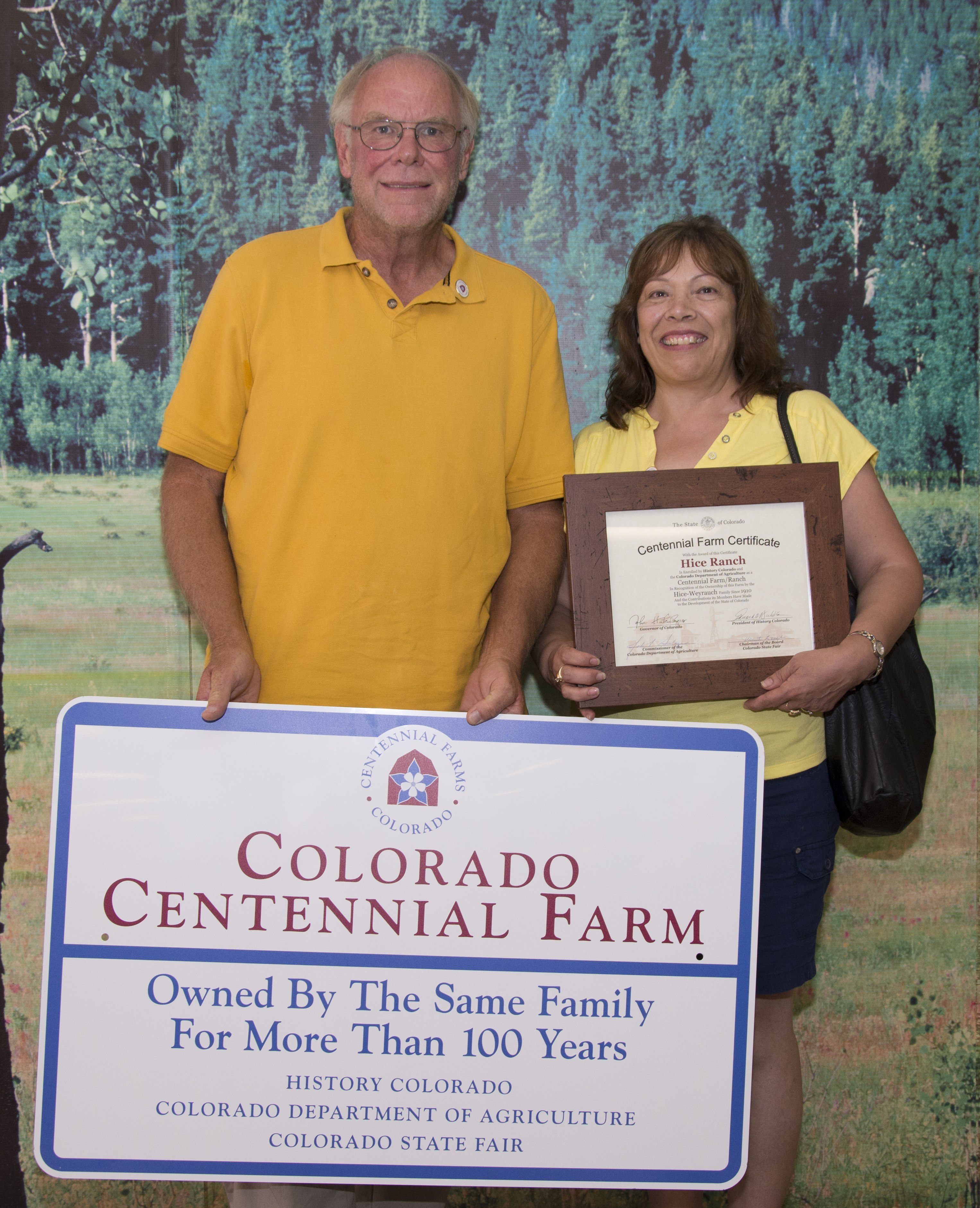 Hice Ranch family members with their award.
