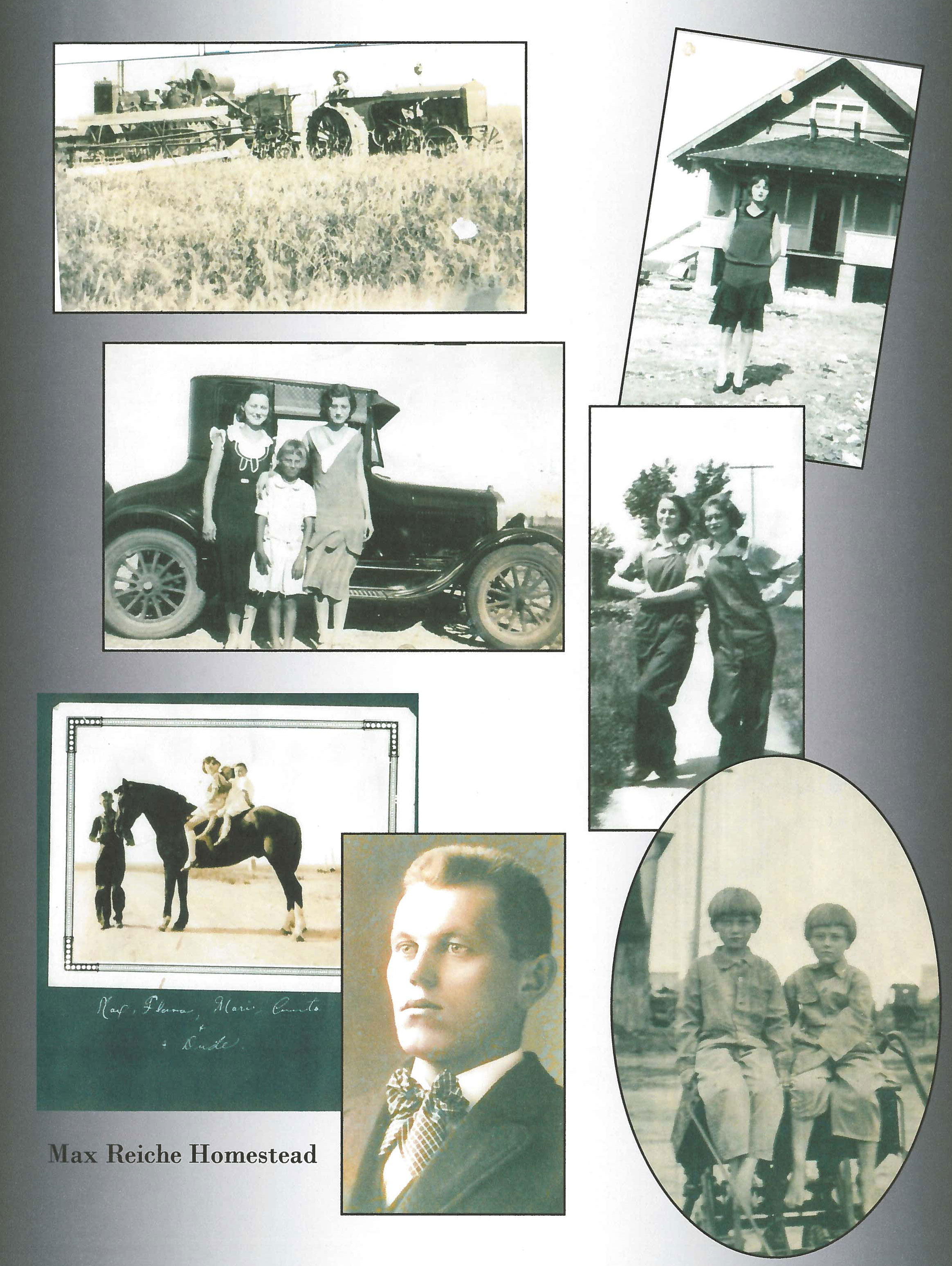Page of historic images from the Max Reiche Homestead.