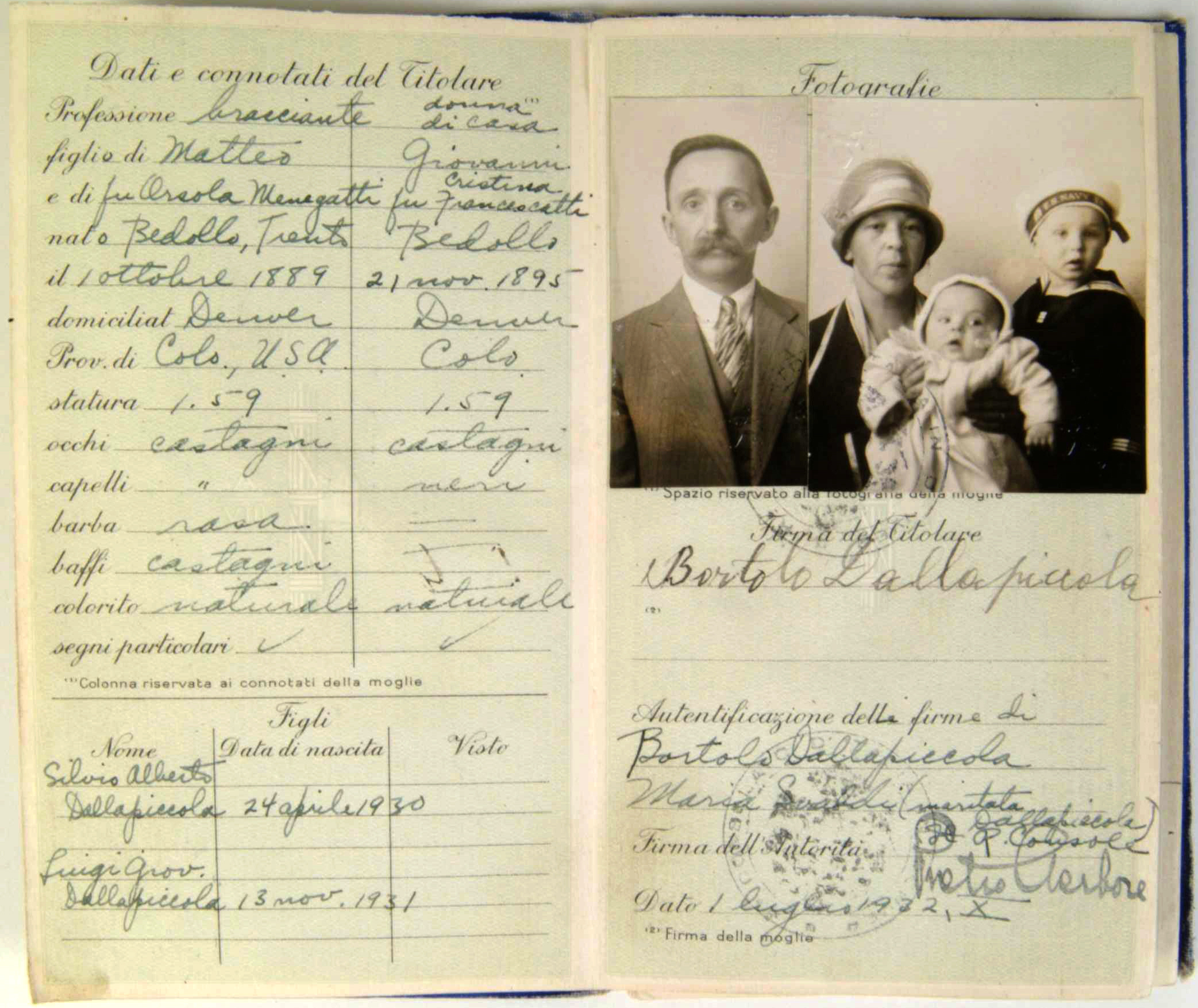 Italian family passport 1932