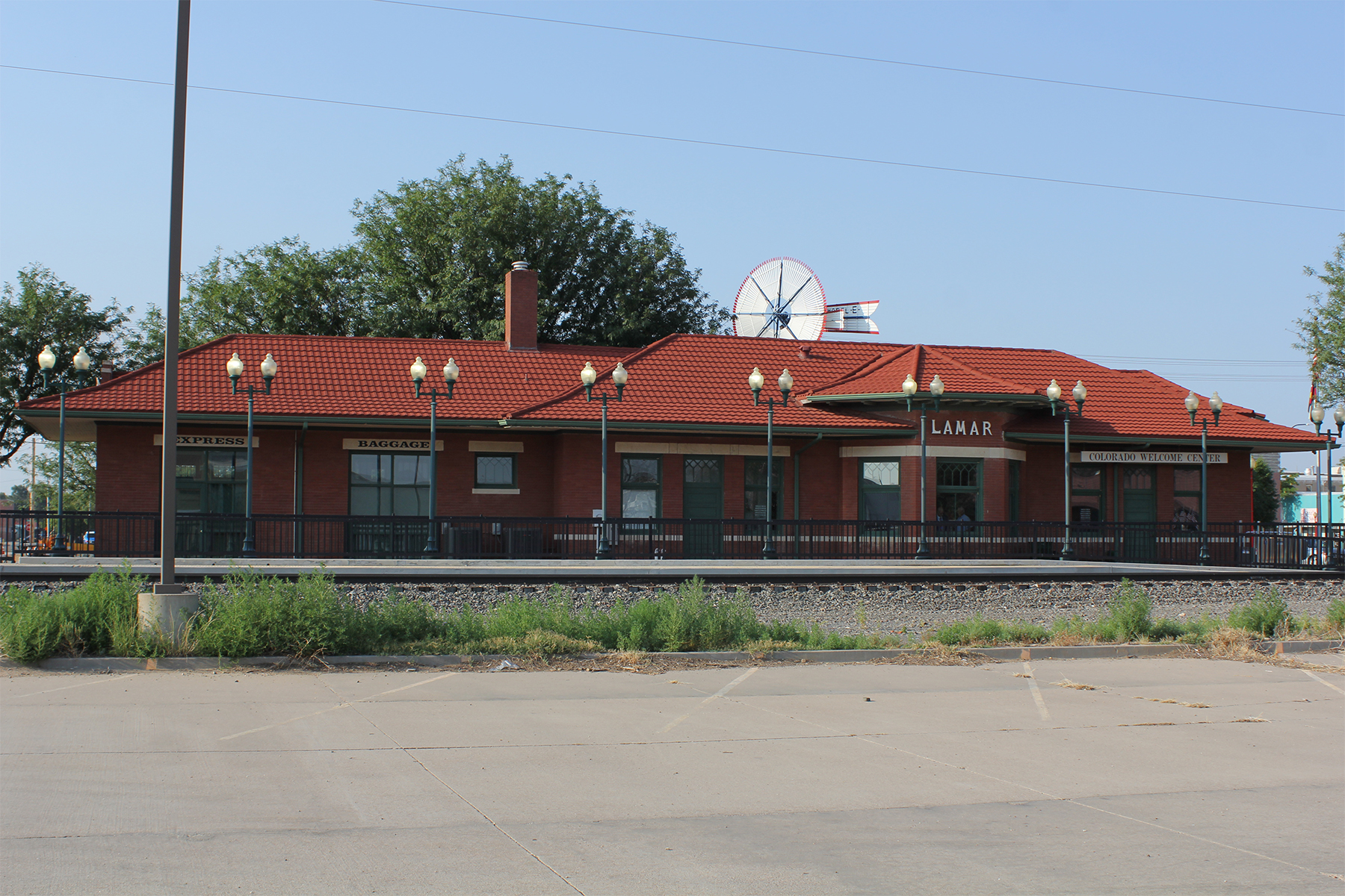 A photo of the Atchison, Topeka and Santa Fe Railway Passenger Depot