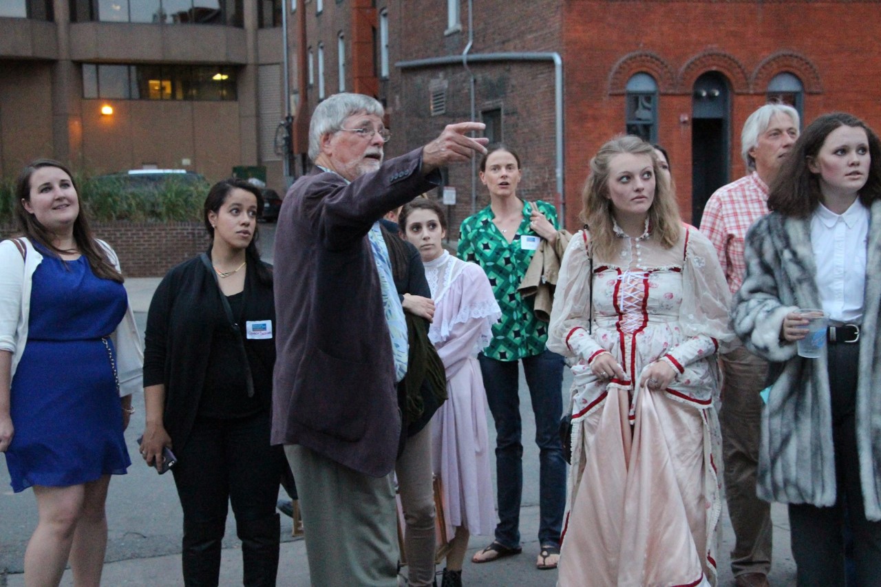 Professor Noel and a ghostly assistant on a Ghosts of LoDo walking tour 