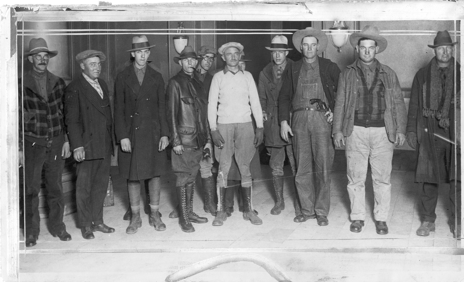 Officers of the state militia prepare to leave for a strike area, November 7, 1927.