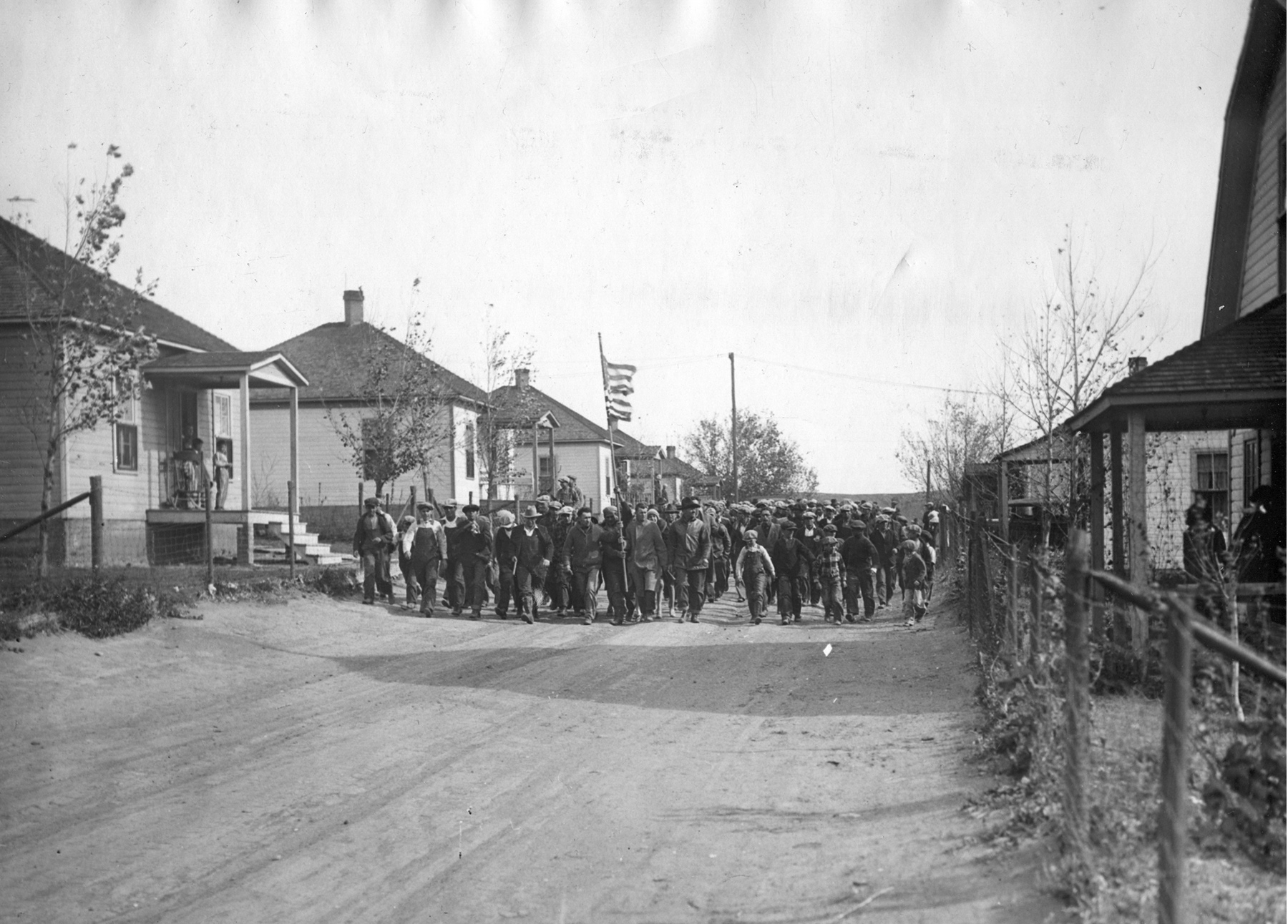 Strikers and Sympathizers marching through the camp of Walsenburg Colorado, 11/3/27.