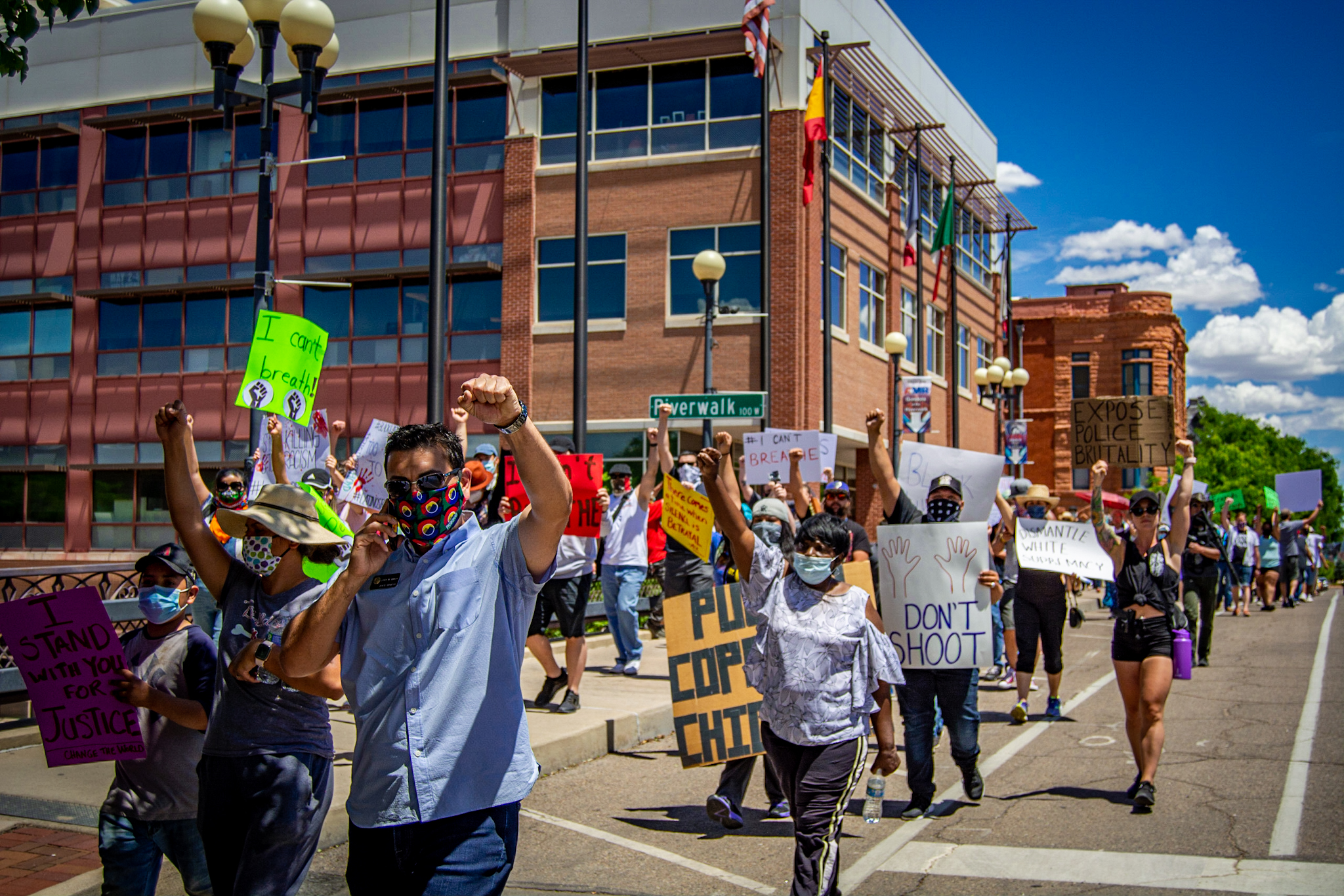 Marchers on Union Avenue in Pueblo