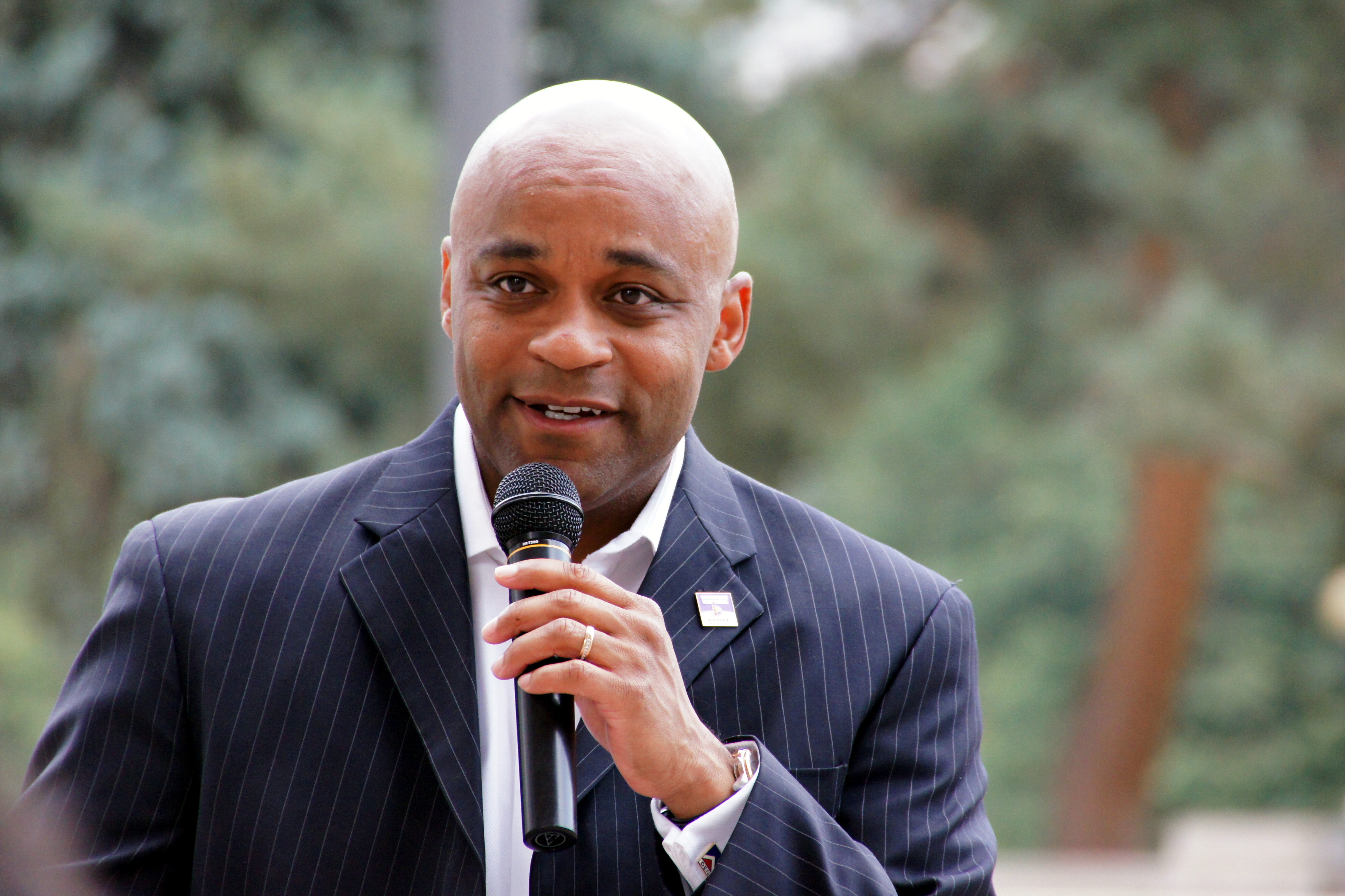 Denver Mayor Michael Hancock, speaking at a public event.