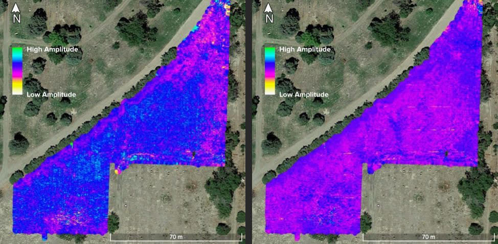 Ground-penetrating radar over Roselawn Cemetery