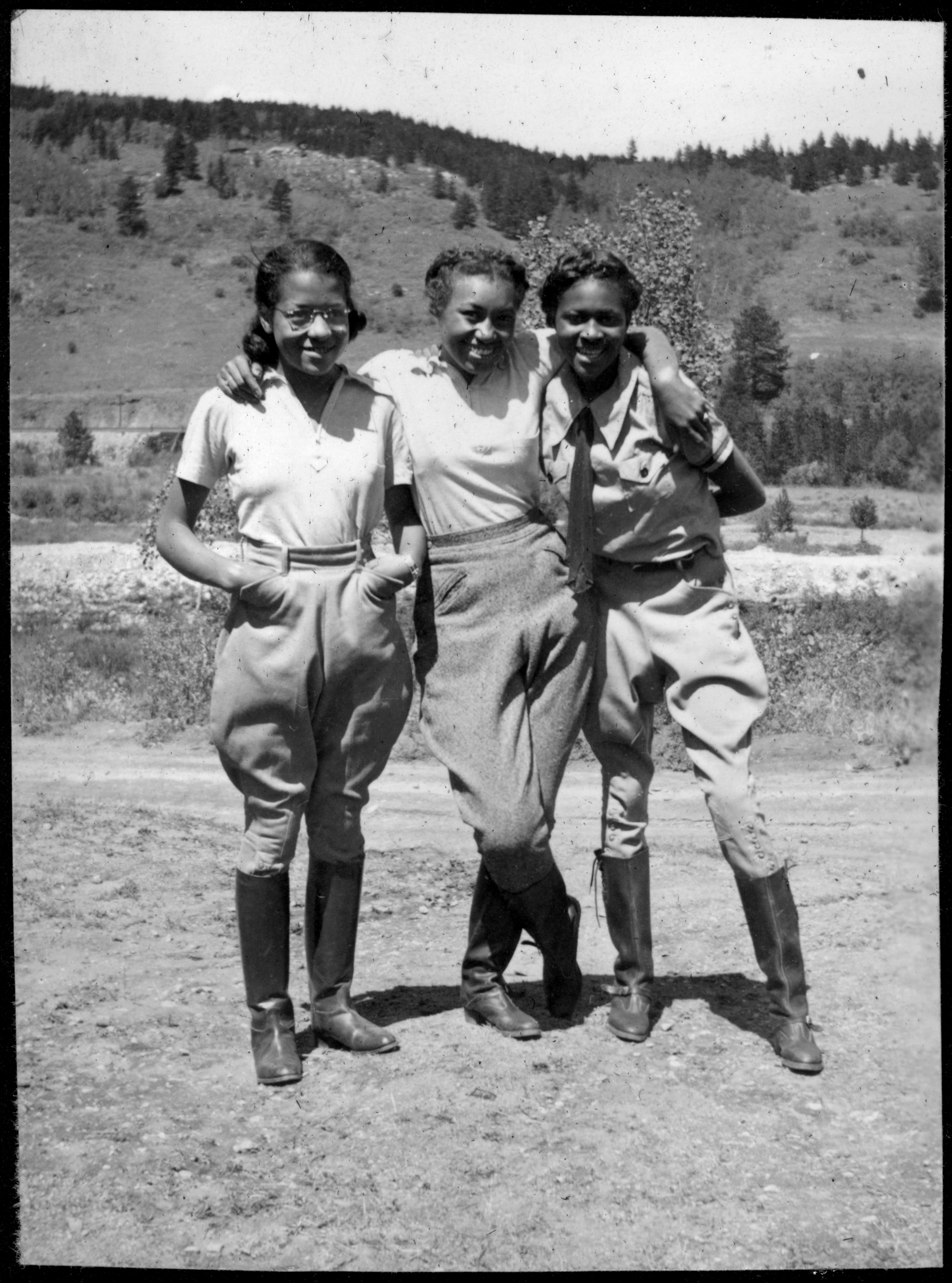 In 1937, three young women pose at Camp Nizhoni, a summer camp held at Lincoln Hills