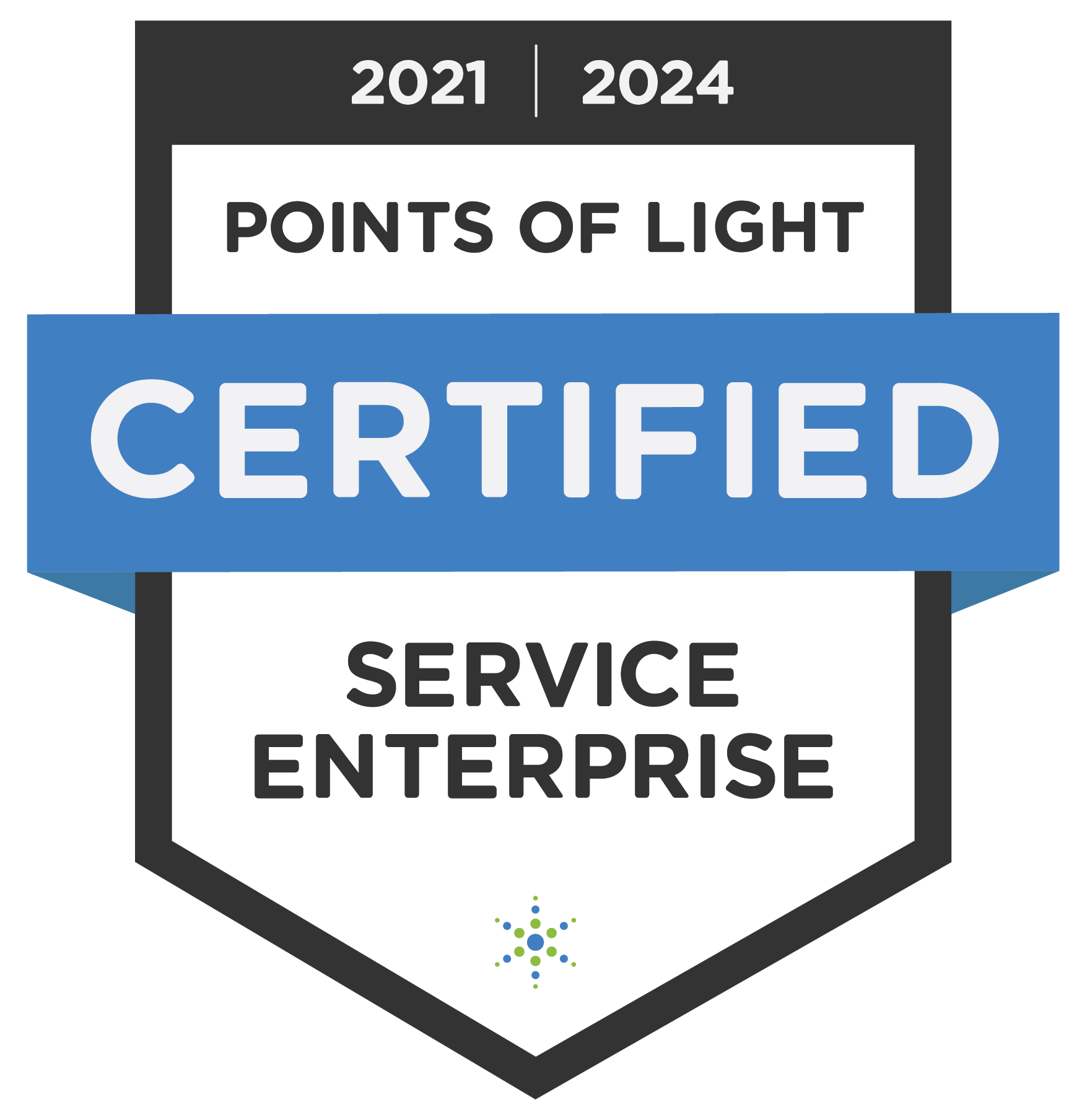Digital badge indicating that History Colorado is a Points of Light Certified Service Enterprise, 2021-2024