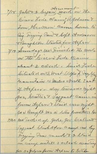A page of Alfred Borah's journal. His spidery handwriting follows the lines of the paper.