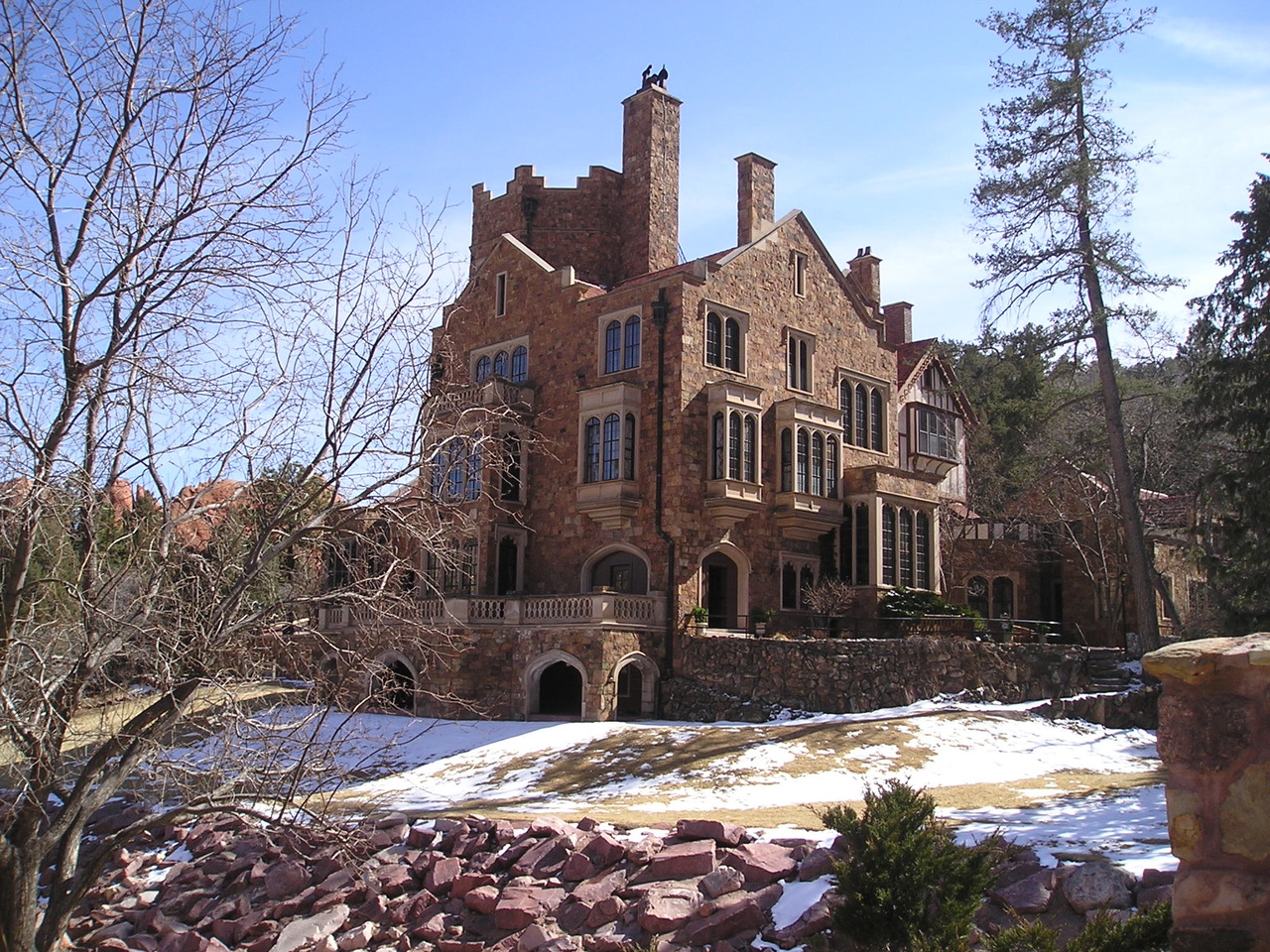 The Glen Eyrie house photographed in winter.