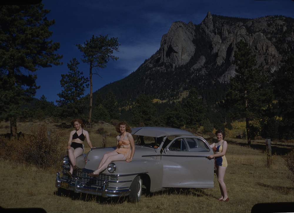 This photograph by Fred Payne Clatworthy from 1949 shows three women wearing bathing suits.