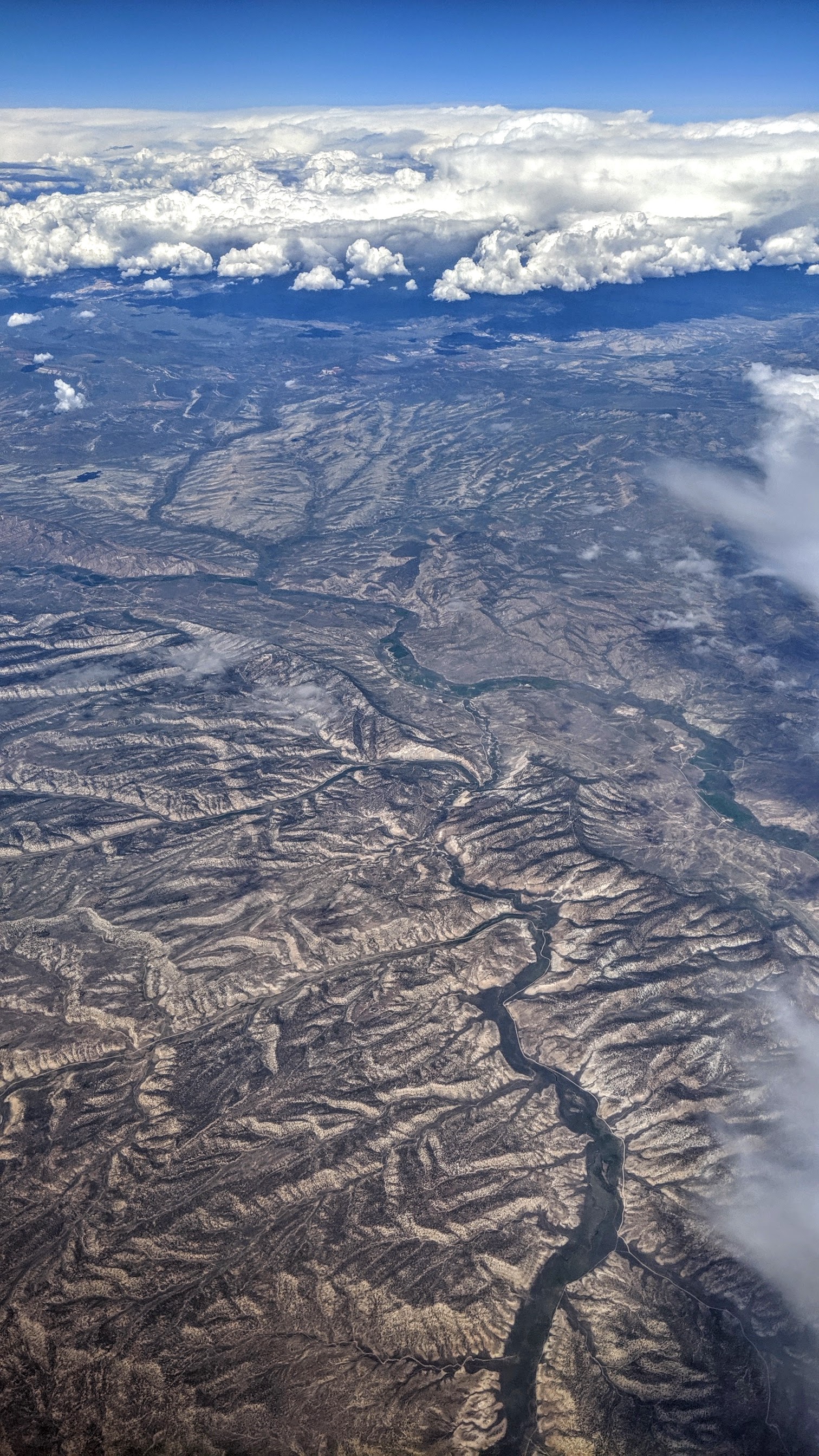 An aerial view from the south of Yellow Creek approaching the White River, in Colorado