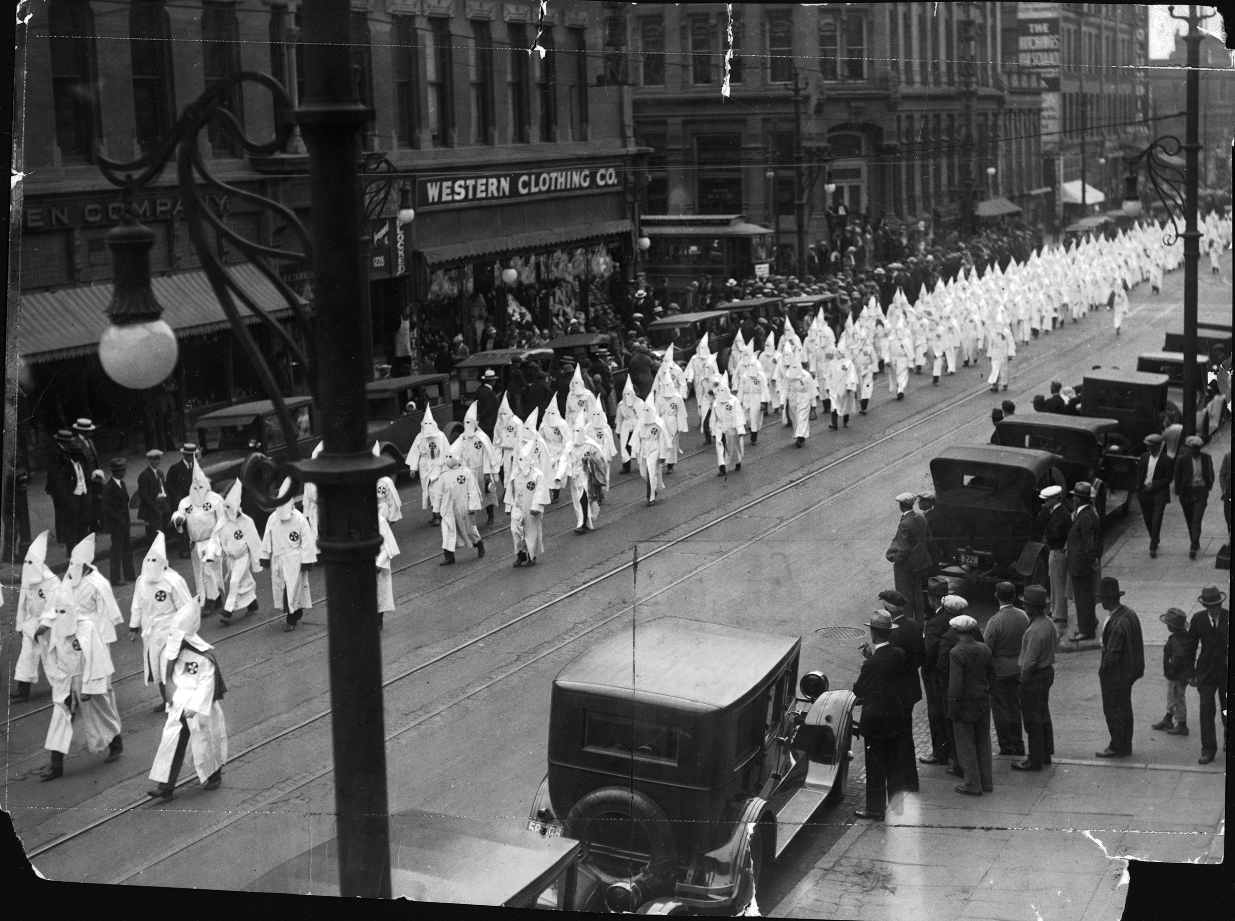 Klan marchers on Seventeenth Street in Denver
