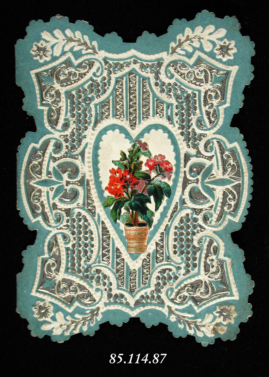 A Valentine's Day card decorated with flowers.