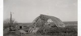 Construction of the barn at the Glenn Doddridge Farm & Ranch.