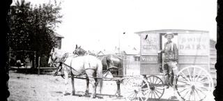 Historic photo of the Koch Farm dairy delivery van.