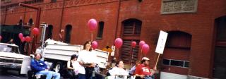 Laura Hershey and other activists at Portland LGBTQ Pride Parade, 1999