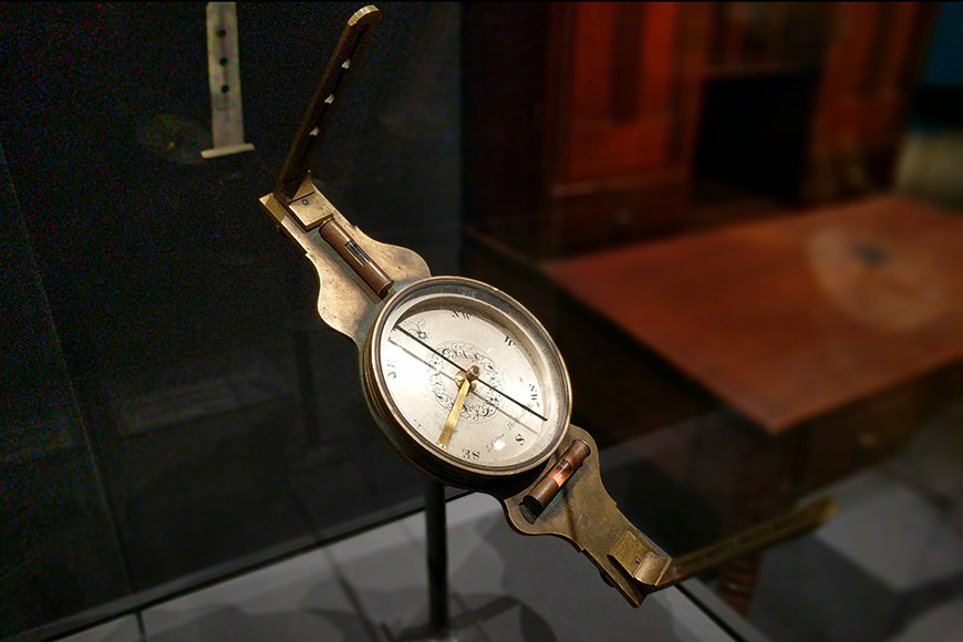 Compass in a display case