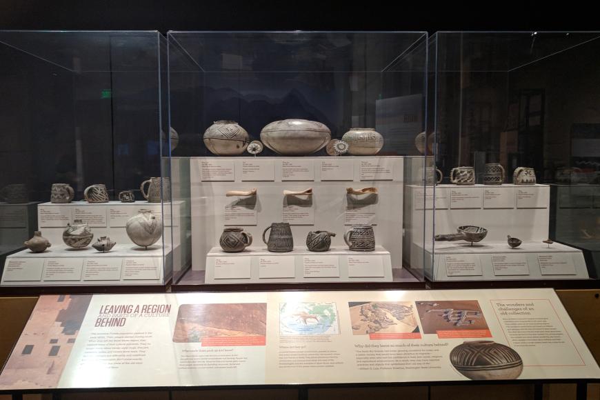 Pottery display from Mesa Verde.