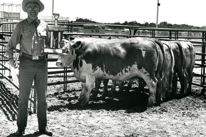 Dutch Crowley with winning bulls, 1974.