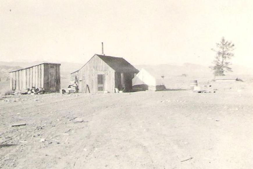 Historic photo showing some of the early buildings on Sunnyside Farms.