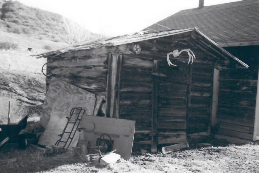Redmond Ranch ice house, constructed from logs.