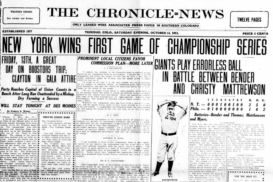 Cover of newspaper about baseball championship