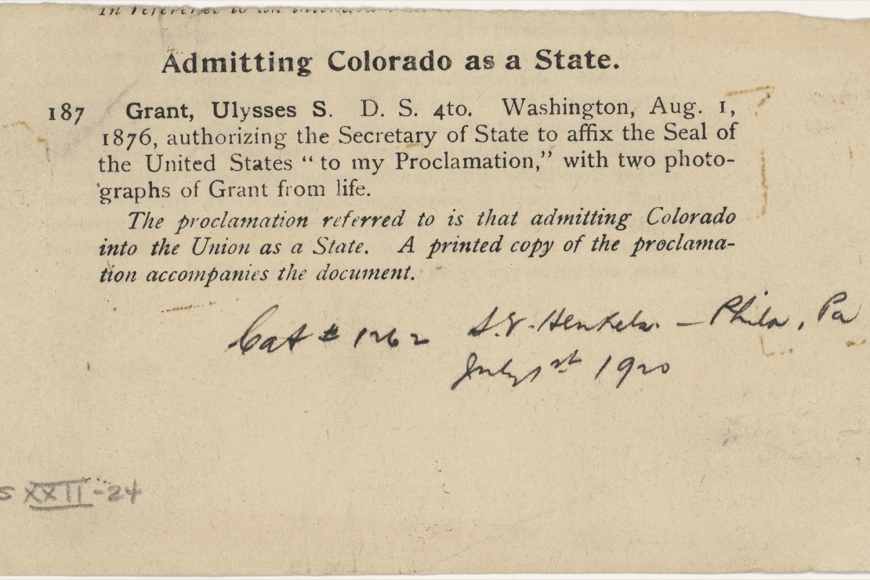 Order Admitting Colorado to the Union