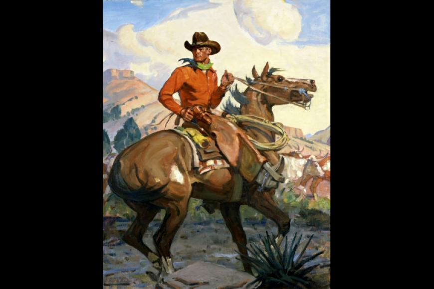 magazine cover with cowboy on horse