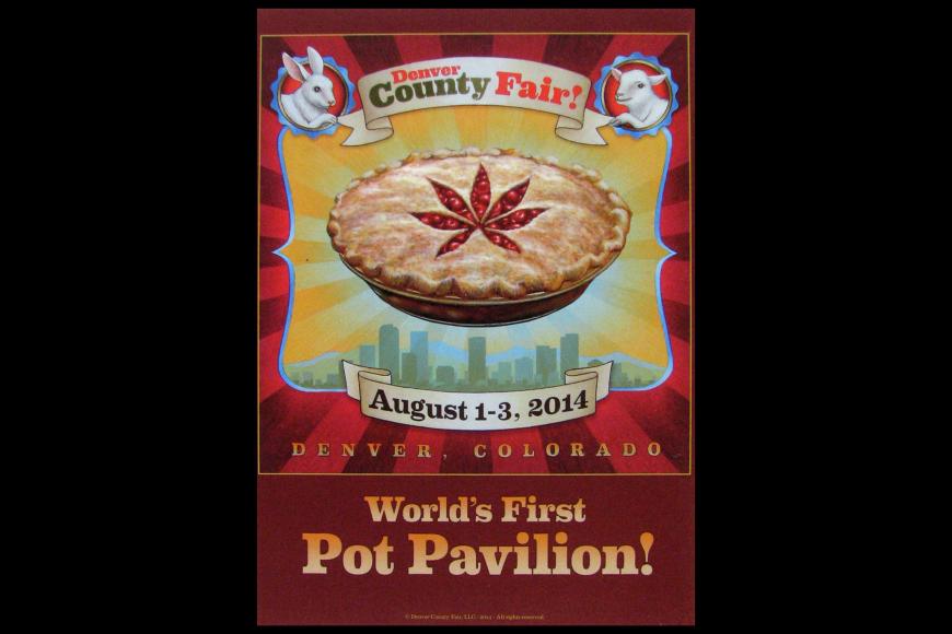 Denver County Fair postcard about pot pavilion