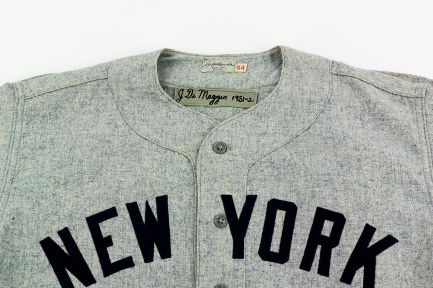 Photo of Joe DiMaggio's jersey he wore in 1951 World Series