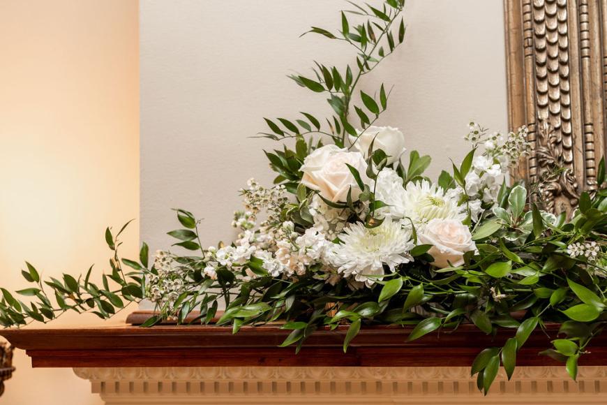 Floral decoration on mantlepiece at the Grant-Humphreys Mansion