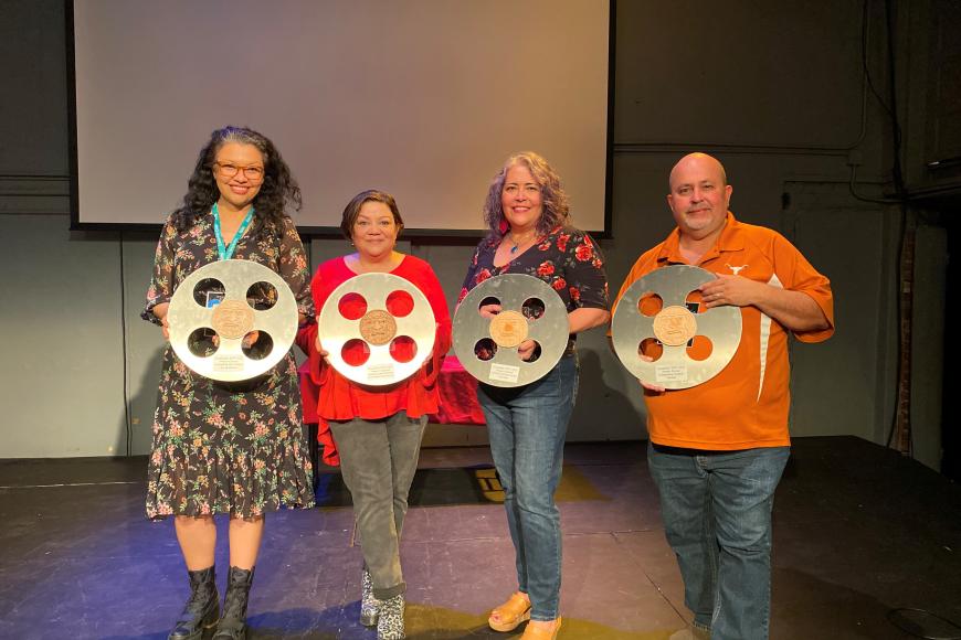 Staff of the Denver Office of Storytelling accepted their awards as winners of  Xican Indie Film Fest XXIV in April 2022 for the film Chicanas: Nurturers & Warriors. 
