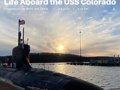 Image of USS Colorado captioned "Life Aboard the USS Colorado"