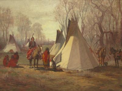 Painting of an Uncompahgre Ute Camp by Charles Craig