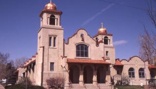 Color photograph of St. Patrick's Mission Church in northwest Denver.